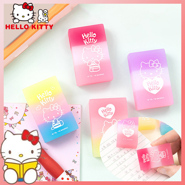 Hello Kitty Eraser Stationery Cute Cartoon Gradient Pencil Eraser Kawaii  Girl Creative Drawing Tools Study Office